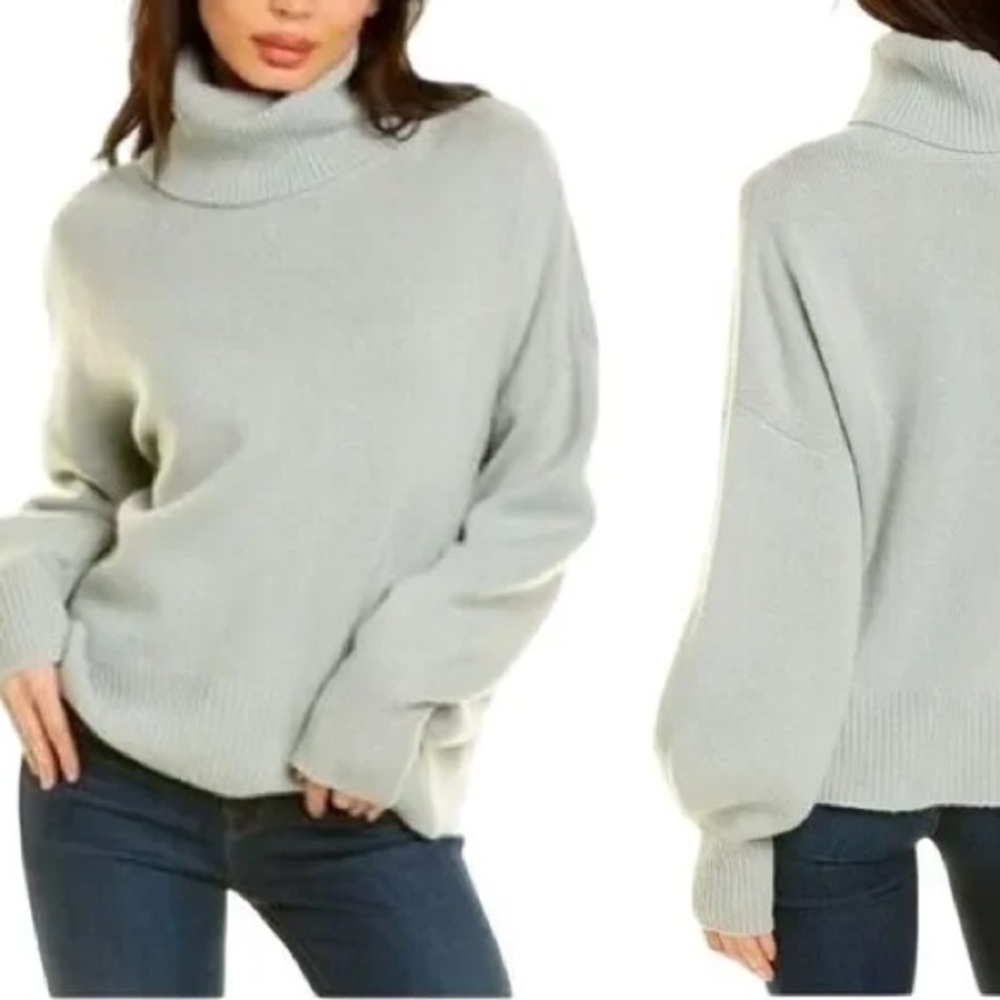 Something Navy Medium Sage Mint Green Turtleneck Sweater Pullover Wool Cashmere